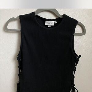 Milk It Black Lace-Up Crop Top